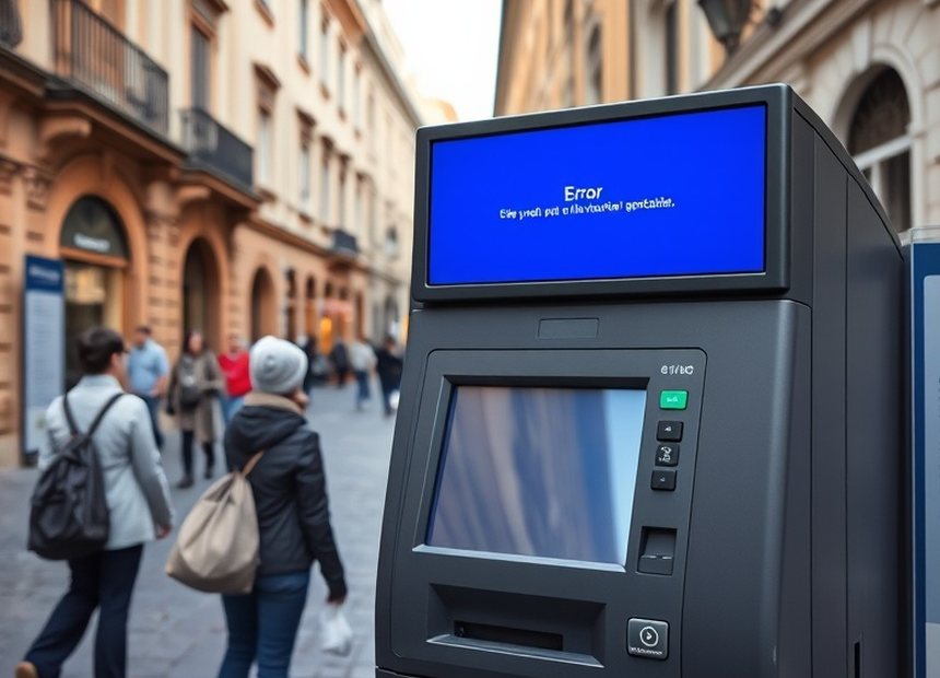 Prima — Terminale bloccato da un errore applicativo e fuori servizio.